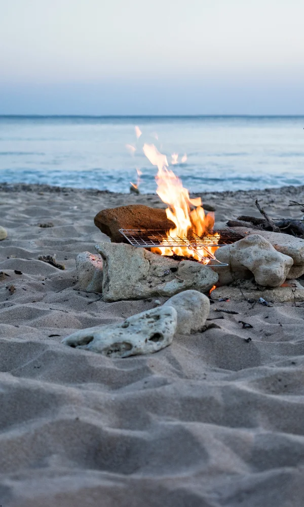 Feu de camp plage france